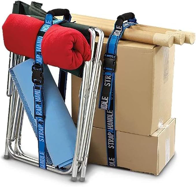 8' Carry Strap with Handle | Adjustable Belt | Easy, Safe, Secure, Lifting, Moving, Carrying Heavy Boxes, Groceries | Best Luggage Strap (Strap-A-Handle 8ft. Length, 50lb. Capacity)