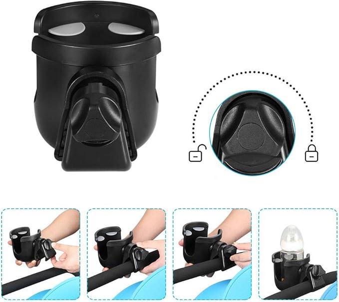 Accmor Stroller Cup Holder, Universal Cup Holder for Uppababy Nuna Doona Strollers, Bottle Drinks Holder for Wheelchair, Walker, Bike, Scooter, 2 Pack