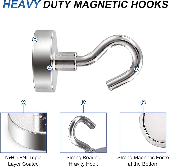 LOVIMAG Magnetic Hooks, 30lbs Strong Magnetic Hooks for Cruise Cabins, Magnet Hooks Cruise Ship Essentials, Refrigerator Magnets for Hanging, Door Decor, Classroom Must Haves -30Packs