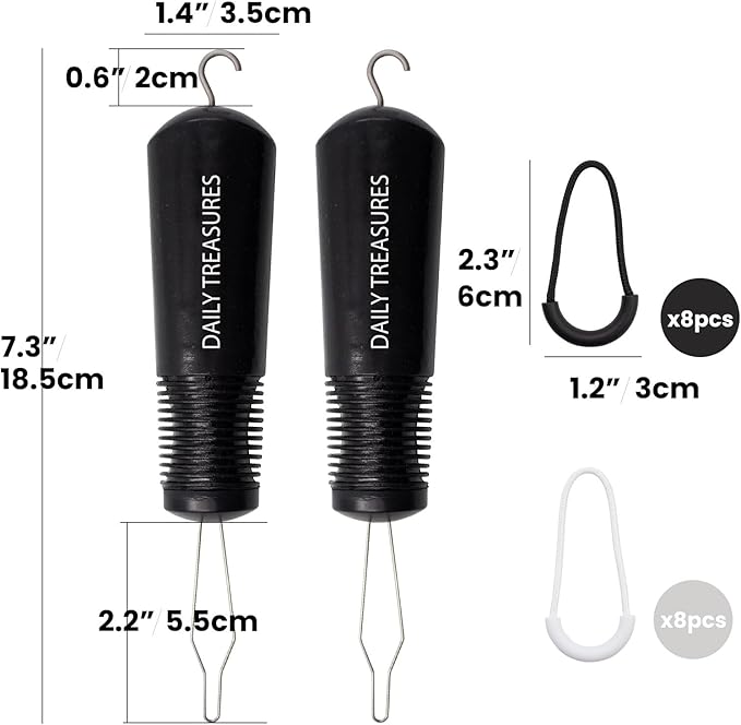 Daily Treasures 2pack Button Hook and Zipper Pull, Button Hook for Seniors with 8Pcs Zipper Pulls,Button Assist Tool,Button Assist Device with Non-Slip Ribbed Handle for Seniors and Disabilities