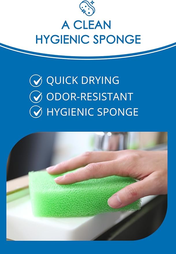 SunSun Sponge Kitchen Sponges, Made in Japan, All Surface, Scratch-Free, Odor Resistant, Durable, Long-Lasting Sponge for Dishwashing, Monochrome, 4 Count