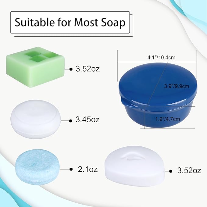 2 Pack Travel Soap Container, Round Portable Soap Dishes for Soap and Shampoo Bars, Soap Holder for Travel Shower Gym Bathroom (Navy Blue, Gray)