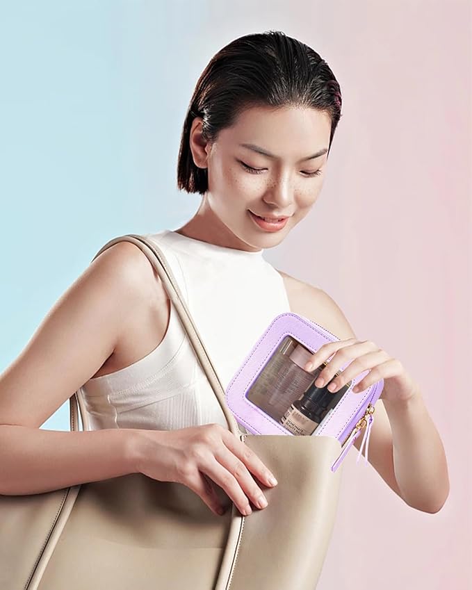 Travel Clear Makeup Bag Set, TSA Approved Cosmetic Bag Case with Zipper Portable Makeup Pouch Toiletry Bag Women Traveling Cosmetic Organizer Storage Bag Car Organizer Car Essentials for Women