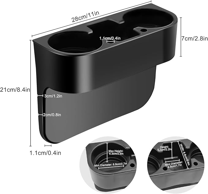 EEEKit Car Cup Holder, Car Seat Seam Wedge Cup Holder, Cell Phone Storage Organizer, Multifunction Glove Box Organizer