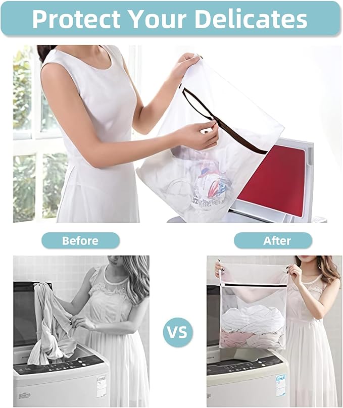 GOGOODA Mesh Laundry Bags for Delicates Durable Protective Wash Bags Travel Storage Bags for Intimates Lingerie, 2PCS（2XL）