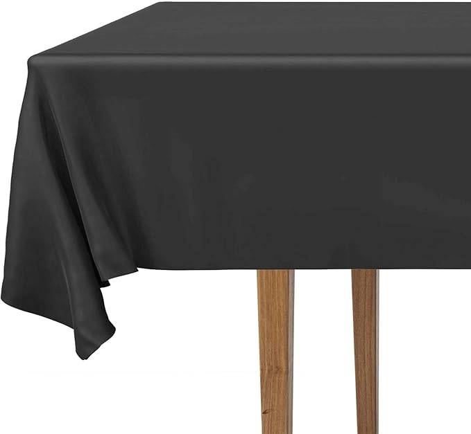 DecorRack 24 Pack Rectangular Tablecloths BPA-Free Plastic, 54 x 108 inch, Dining Table Cover Cloth for Parties, Picnic, Camping and Outdoor, Disposable or Reusable in Black (24 Pack)