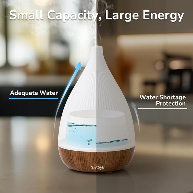 Ultrasonic Essential Oil Diffuser, Home Fragrance Aroma Diffuser with Auto Shut-Off, 8-Color Night Light & Ultra-Quiet Operation, BPA-Free Portable Aromatherapy Humidifier for Home (Dark)