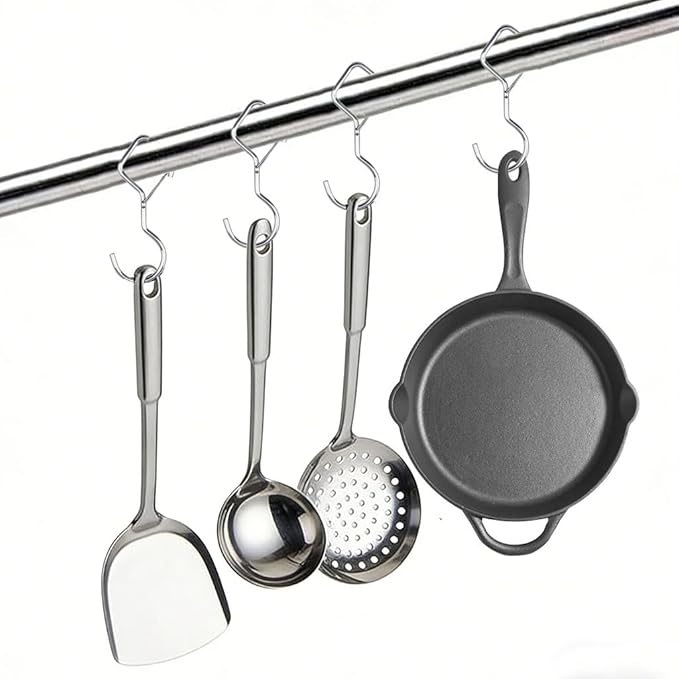 Anti Drop Hooks S Hooks 12 Pack Silver Metal Diamond S Shelf Clips for Hanging Closet Plants Pots Pans Kitchen