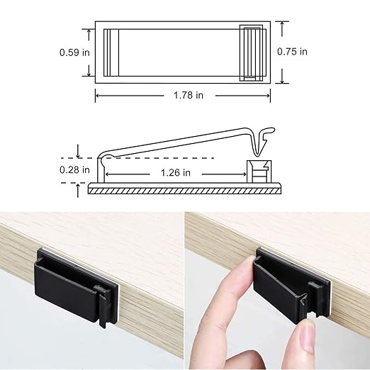 50Pcs Self Adhesive Cable Management Clips, Cable Organizers Wire Clips Cord Holder for PC Laptop Ethernet Cable Desktop Home Office (1.78'' x 0.75'' x 0.28'', Black)