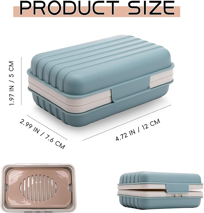 3Pcs Travel Soap Containers with Lid, Portable Draining Soap Bar Holder for Traveling, Camping, Outdoor, Gym, Bathroom, Home (Blue, White, Brown)