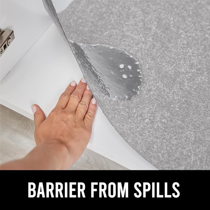 GORILLA GRIP LeakGuard Non-Adhesive Under Sink Mat for Kitchen Cabinet, Waterproof Quick Dry Shelf Liner, Durable Absorbent Felt Mats for Bathroom Sinks, Cabinets, Dresser, Easy Trim, 24x30 Light Gray