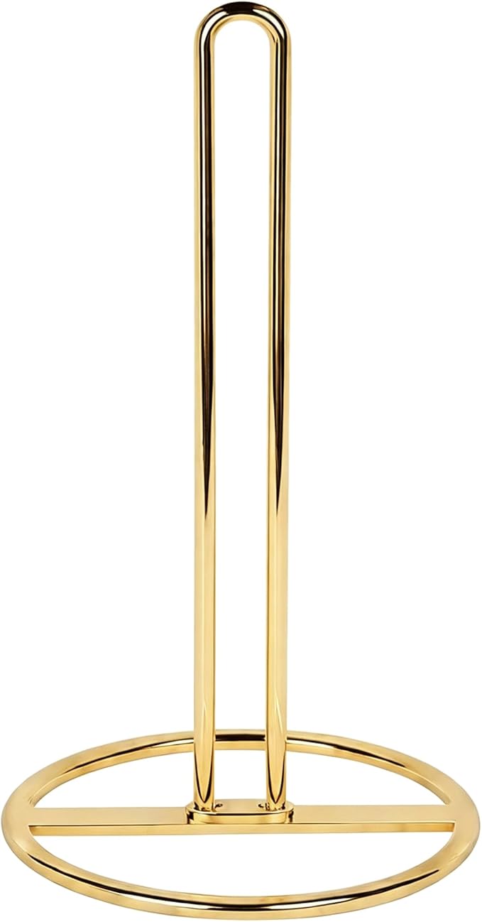 Gold Paper Towel Holder Countertop, OBODING, Kitchen Paper Towel Stand Holder for Kitchen Organization and Storage, Paper Towel Holders for Standard and Large Size Rolls (Gold)