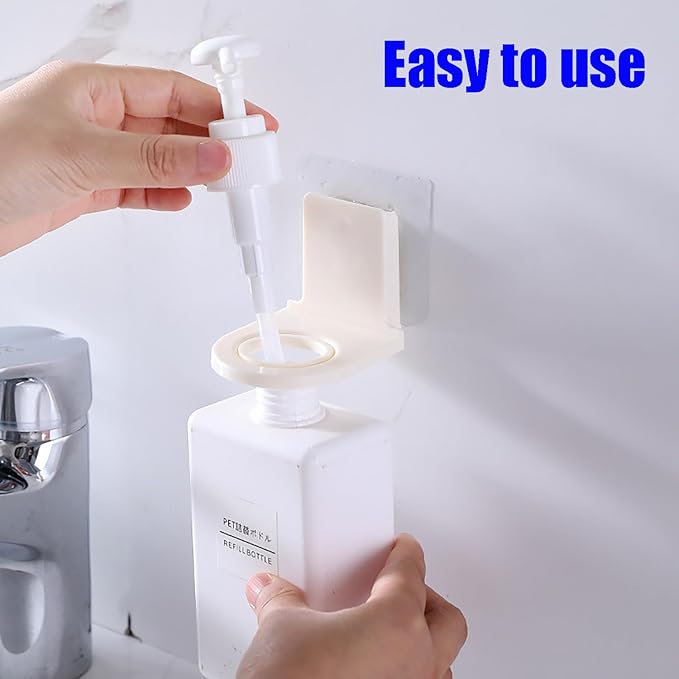 10 Pcs Wall Mounted Pump Hand Stand Hanging Jar Hanger Rack Wall Mounted Pump Hand Stand, Drill Free Wall Soap Dispenser Lotion Container for Kitchen Bathroom,Soap Bottle Dispenser Holder