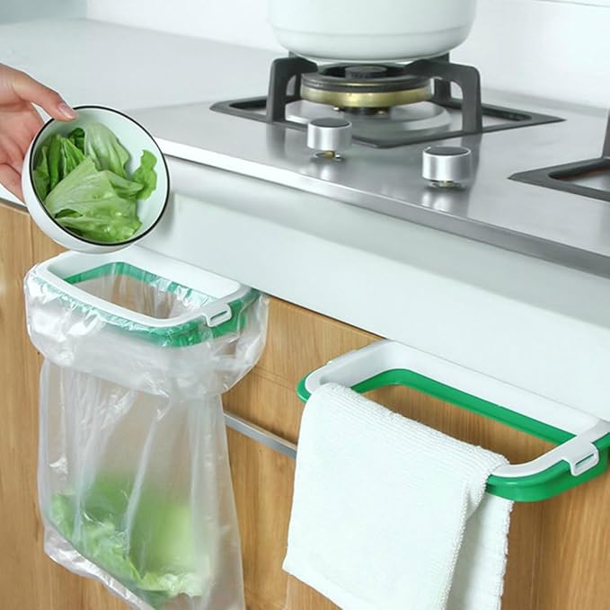 Unomor Kitchen Garbage Bag Holder over Cabinet Door Hanging Trash Bag Rack Space Saving Organizer for Pantry Laundry Utility Bathroom
