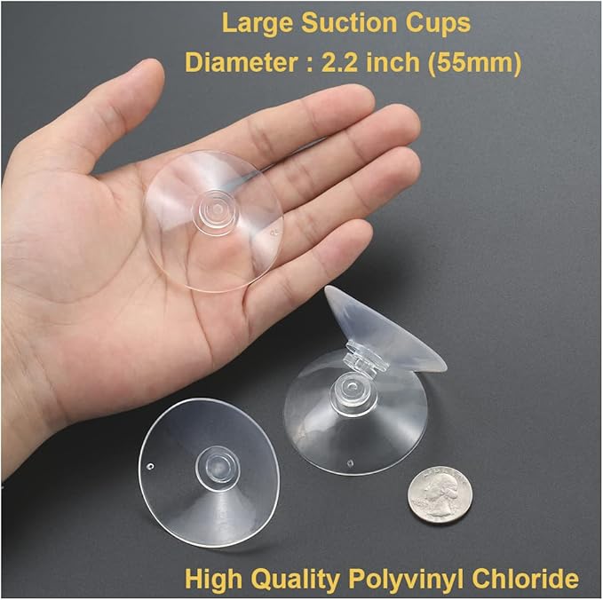 200 Pieces 2.2 inch Large Clear Suction Cups for Glass, Thick Without Hooks Without Holes, Professional Heavy Duty Sucker for Home Organization Window Decoration Bathroom Kitchen Bird Feeder