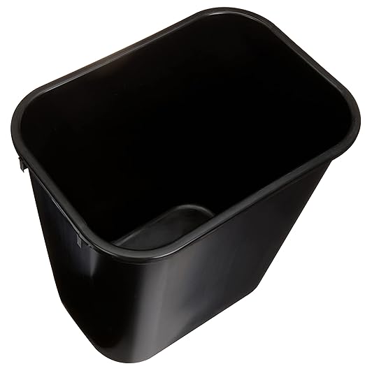 Amazon Basics Rectangular Commercial Office Wastebasket, Easy to Clean, 7 Gallon, Black, 6-Pack