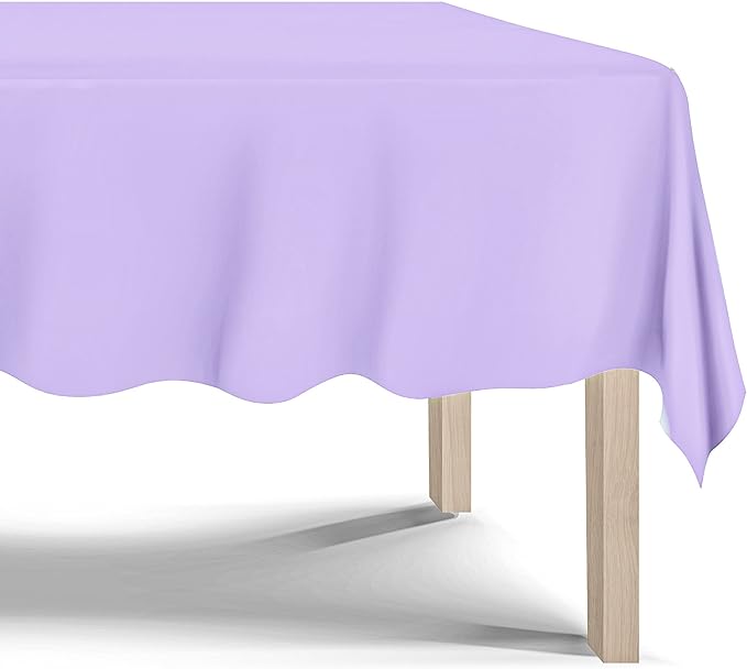 DecorRack 2 Rectangular Tablecloths BPA-Free Plastic, 54 x 108 inch, Dining Table Cloth, Rectangle Table Cover for Parties, Picnic, Camping and Outdoor, Disposable or Reusable, Lavender (2 Pack)