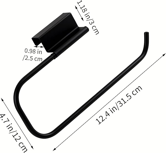 Over Cabinet Door Paper Towel Holder for Kitchen Cabinet Stainless Steel, Under Sink No Drilling Roll Dispenser for RV, Black