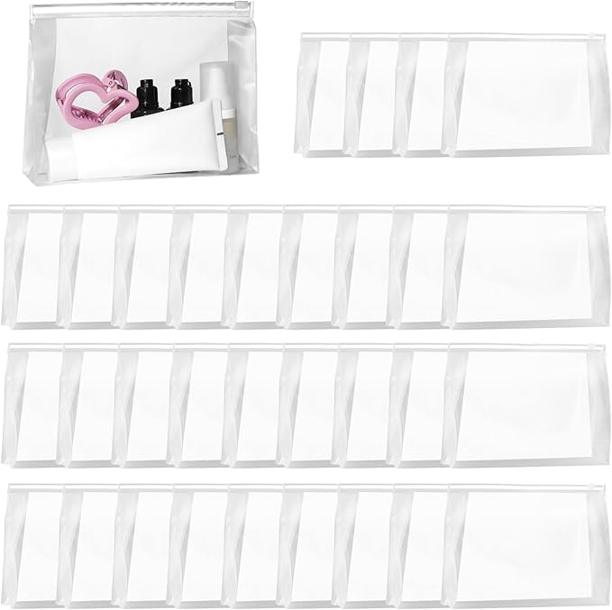 50 PCS Mini Clear Makeup Bag, Small Clear Zipper Pouch Travel Bag for Toiletries Plastic Cosmetic Organizer Waterproof, for Swimsuit Bikini Travel Vacation (8.6 x 6.8 x 2.2 Inch)