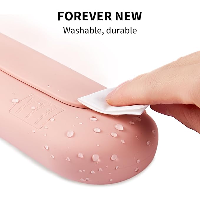 2 IN 1 Silicone Makeup Brush Holder with Beauty Make Up Sponge Holder Case：Soft Portable Cosmetic Face Brushes Holder with Upgrade Anti-Fall Out Magnetic Closure - Pink Sand