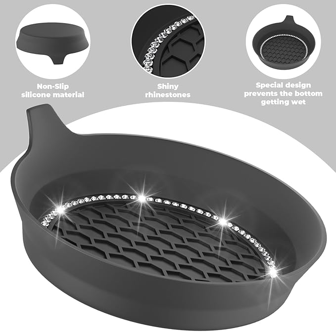 2 PCS Car Cup Coasters, Universal Cup Holder Coaster for Car Accessories, Bling CupHolders Insert for Women Non-Slip Silicone Car Cup Holder Coasters