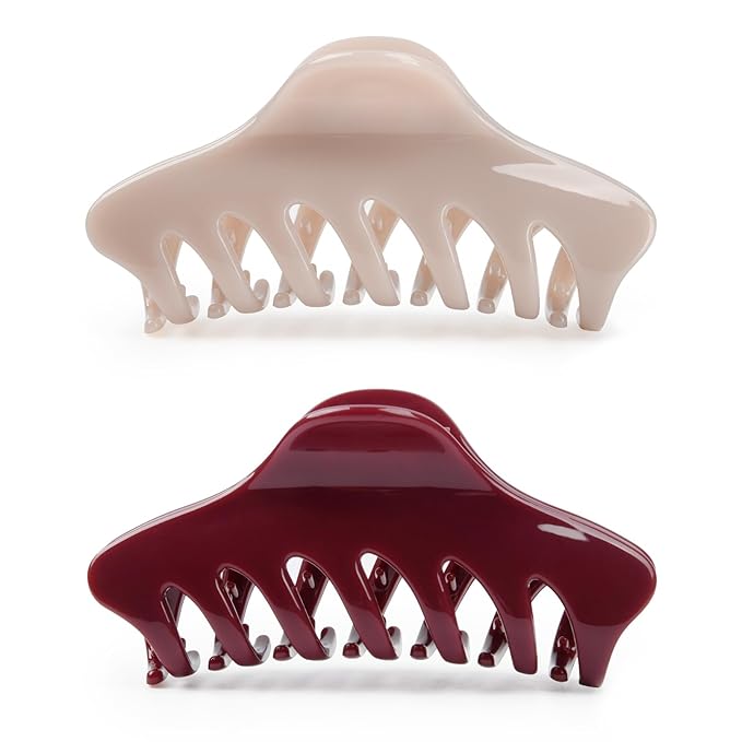 2 Pack Large Hair Claw Clips for Women Strong Hold Matte PVC Hair Clips Big Jaw Clips Non Slip Hair Accessories for Thick Hair Styling