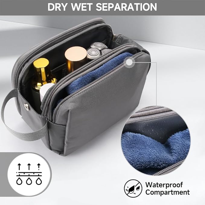 Toiletry Bag for Men, Travel Toiletry Organizer makeup Water-resistant Shaving Bag for Toiletries Accessories, Door Room Essentials(Gray)