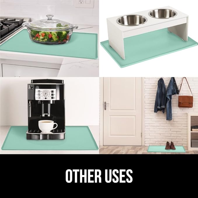 GORILLA GRIP Waterproof Silicone Under Sink Mat with Raised Lip for Kitchen and Bathroom, 31 x 22 in, Cabinet Shelf Liner Stay in Place Mats Dishwasher Safe Drawer Liner, Organizer Tray, Mint