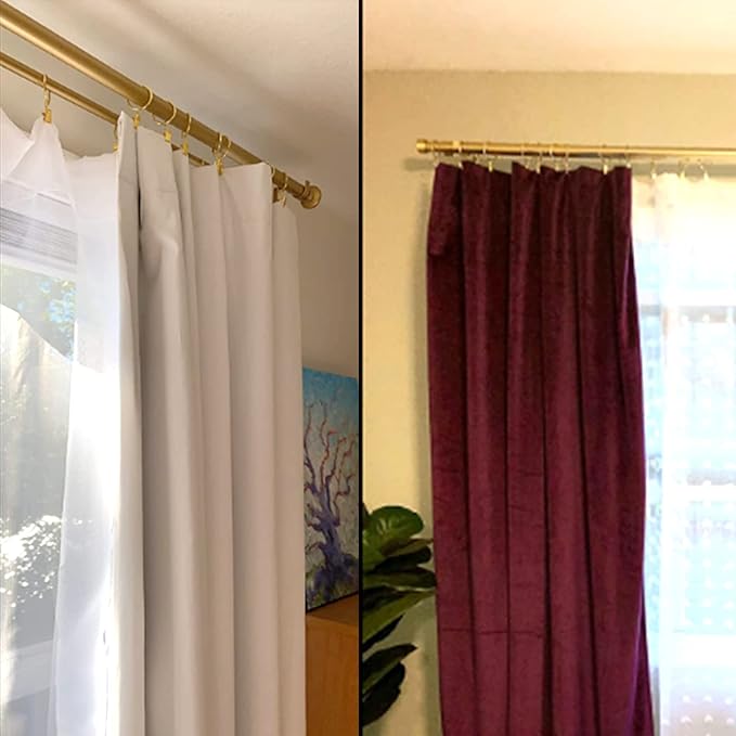 WeeksEight 100 Pack Gold Curtain Rings with Clips, Curtain Hooks Hangers Clip Rings for Hanging Drapes Bows Hat, Drapery Rings 1.26 in I D, Fits up to 1 in Diameter Curtain Rod.