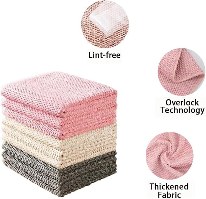 12-Pack 12"x12" Microfiber Cleaning Cloths Super Absorbent & Reusable for Kitchen, Di & Household Cleaning Fish Scale Texture