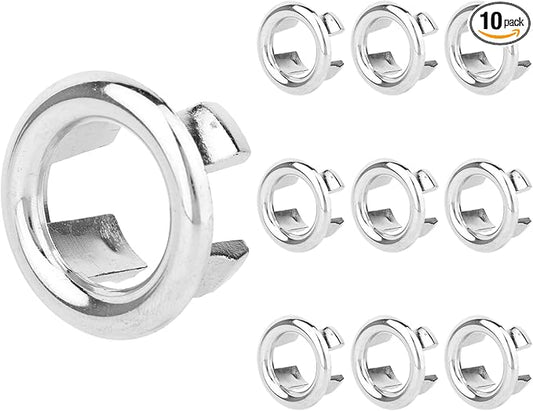 10 Pcs Sink Overflow Ring Cover, Chrome Bathroom Sink Overflow Trim Ring Cap Drain Hole Insert for Kitchen Bathroom Basin Vanity & Ceramic Sinks