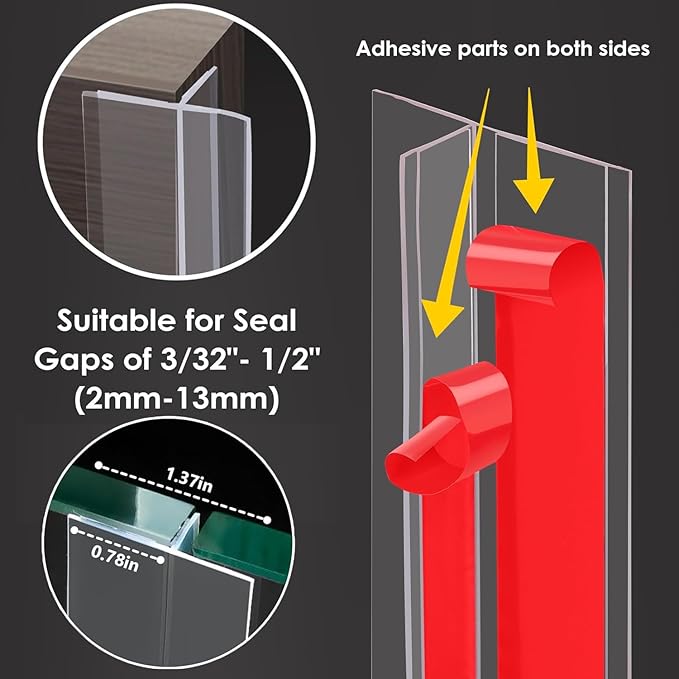 Upgrade T-Shaped Door Draft Stopper, Clear Silicone Seal Strip Weather Stripping for Side of Door Frame (1.37" Wide X 20 Ft Elder)