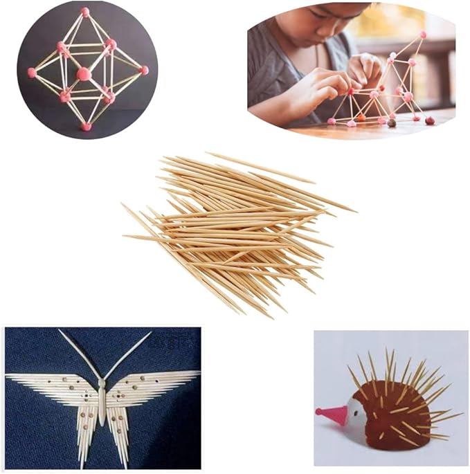 Gmark GM1021 Round Hotel Toothpicks, 2.5 Inch Natural Wooden, 3 Boxes Pack, 2400 Count Total