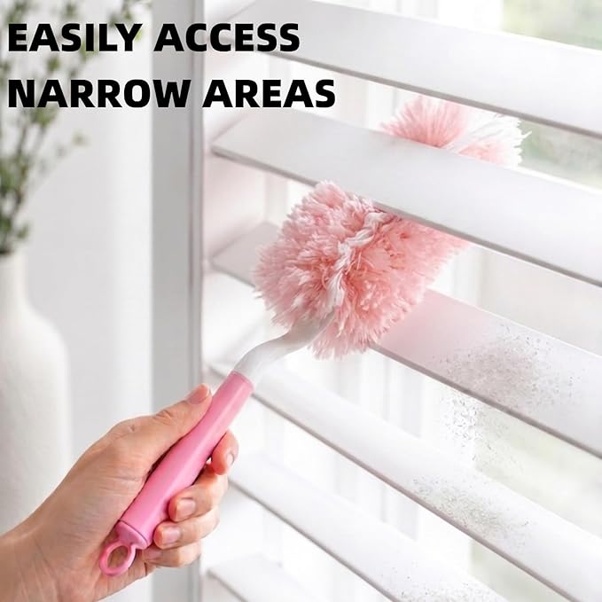 30 Count Pink Duster Refills Compatible with Swiffer Handle, 360° Multi-Surface Duster Refills with 1 Handle, 5X Microfibers Disposable Dusters for Home, Office Cleaning