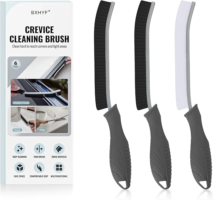 SXhyf Crevice Cleaning Brush - Grout Scrub Brush, House Cleaning Supplies, Gap Cleaning Tools, Home Essentials, Gifts for Women Men, Hard Bristle Crevice Cleaner Brush for Household Use, Bathroom