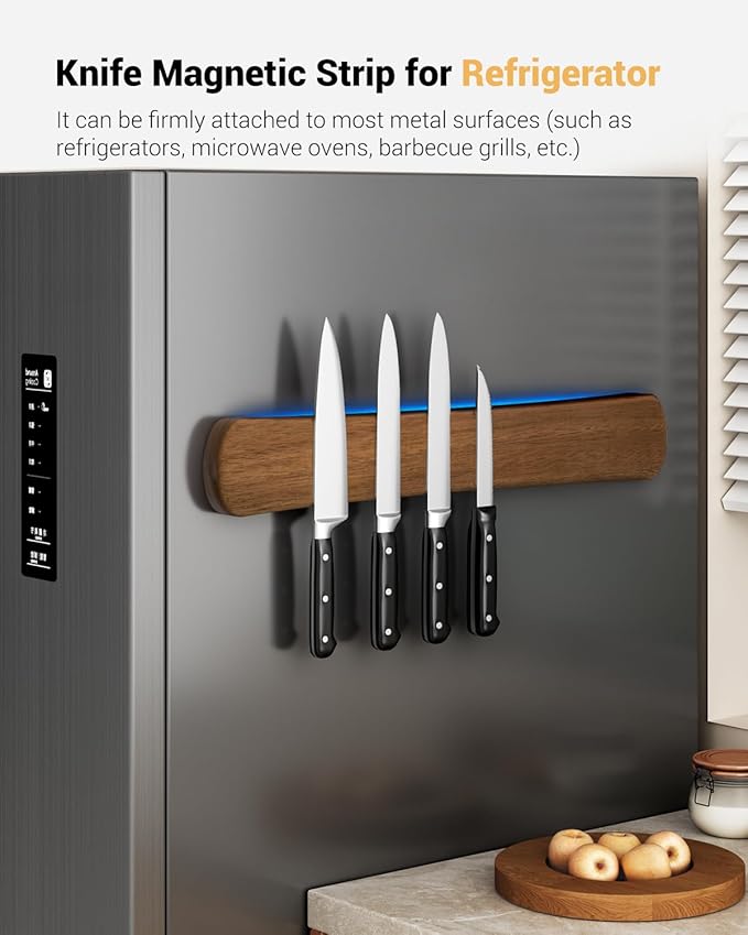 Magnetic Knife Holder for Wall, 18 Inch Wood Strong Magnetic Knife Strip, Housewarming Gifts for New Home, Kitchen Storage Space Savers, Farmhouse Kitchen Utensil Organizer Essentials