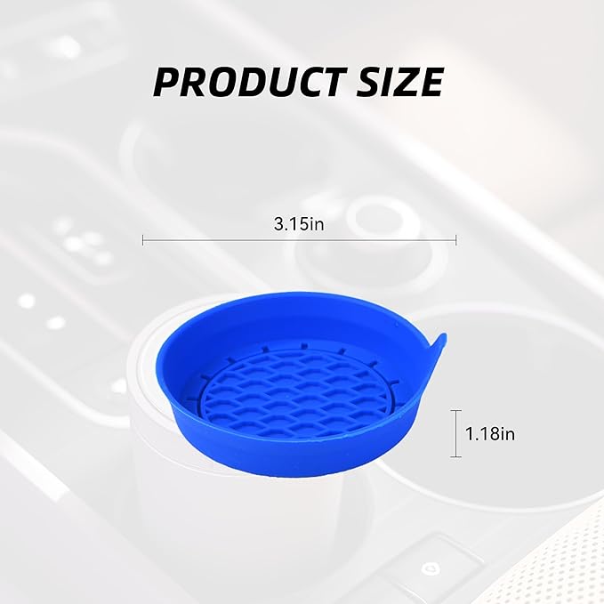 4PCS Car Cup Holder Coaster, Silicone Non-Slip Vehicle Cup Holder Insert Pads, Automotive Interior Insulation Drink Cup Mats Decor Accessories, Universal for SUV, Sedan, Truck (Blue)