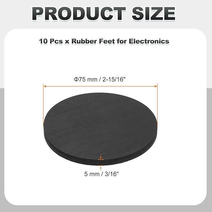 PATIKIL Non Slip Furniture Pads 2-15/16" (75mm x 5mm), 10 Pcs Adhesive Backed Round Rubber Feet Anti-Scratch Rubber Furniture Grippers for Hardwood Floor Electronics Bed Drawers DIY