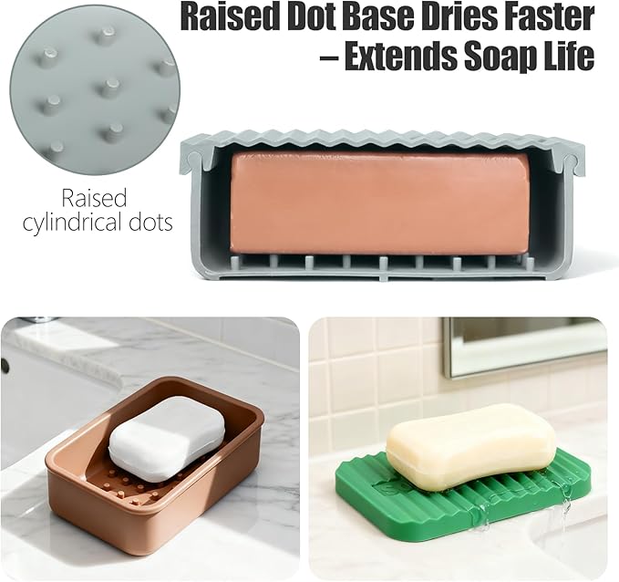 OTHIX Extra Large Silicone Leak Proof Travel Soap Case - Compatible with 10 oz Duke Cannon or Shampoo & Conditioner Bar Set | Travel Essentials for Trips, Outdoor Adventures, Truck Drivers(Light blue)
