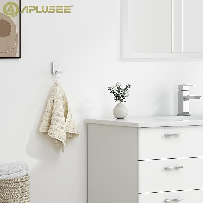 APLusee Polished Chrome Bath Towel Hook, 304 Stainless Steel L Shape Coat Hanger, Bathroom Home Accessory Wall Mount
