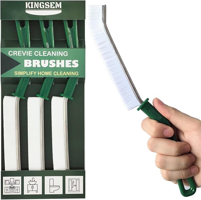 KINGSEM New Crevice Cleaning Brush, Hard-Bristled Washing Brush, Corner Edge Cleaning Brush, Multifunctional Gap Brushes for Kitchen countertop Surfaces, Windows Groove, Tiles & Faucets - 3PCS