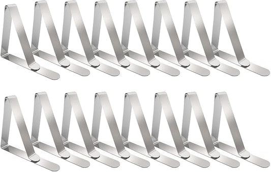 TriPole Tablecloth Clips 16 Pack Large Picnic Table Cover Clips Stainless Steel Tablecloth Clamps for Outdoor Home Kitchen Restaurant Wedding Party, Fit for 1.7”-2.75” Thick Folding Wooden Tables