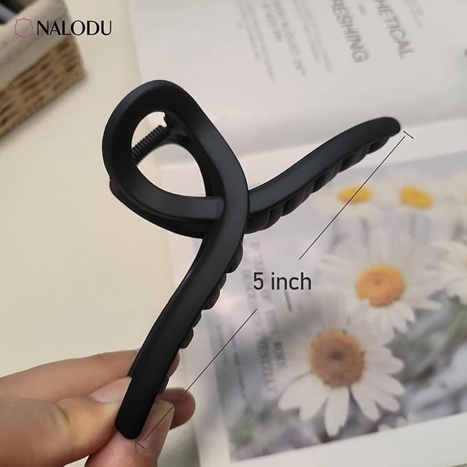 5 Inch Hair Claw Clips Extra Large No Slip Big Matte Jaw XL Clip for Thick Curly Long Hair Women, 4 Pack