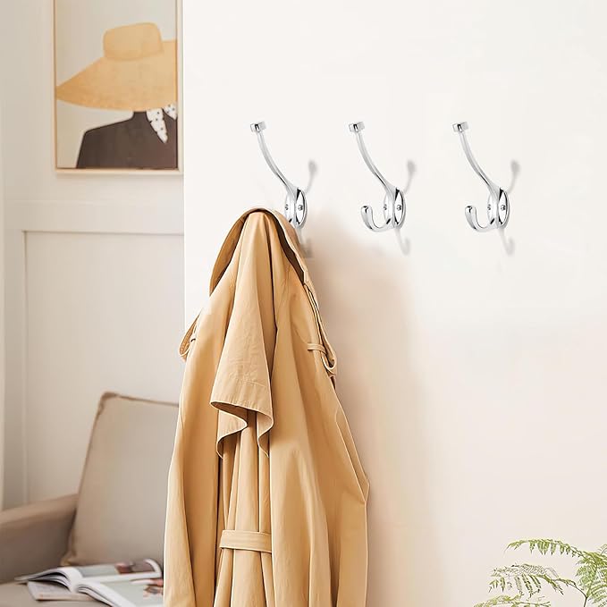 khtumeware The 5 Pack Heavy-Duty zinc Alloy Polished Chrome Coat Hook is Suitable for bathrooms, Behind Doors, bedrooms, corridors, and is a Towel Robe Hooks for Both Household and Commercial use