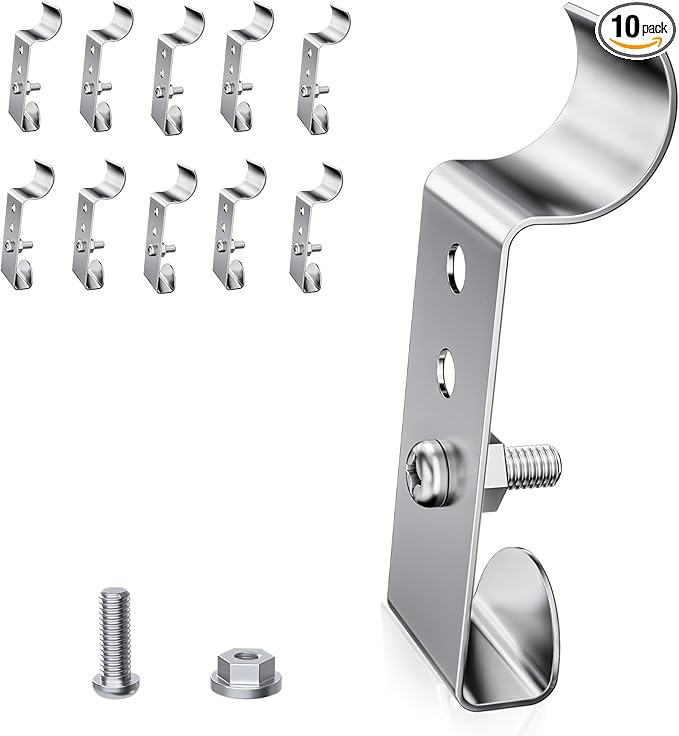 Amuille 10 Pack Vinyl Siding Clips, Vinyl Siding Screws Hooks for Hanging Outdoor Decors, No-Hole Siding Hanger Camera Mount Hook for Blink, Ring, Arlo, Doorbell, Plaques