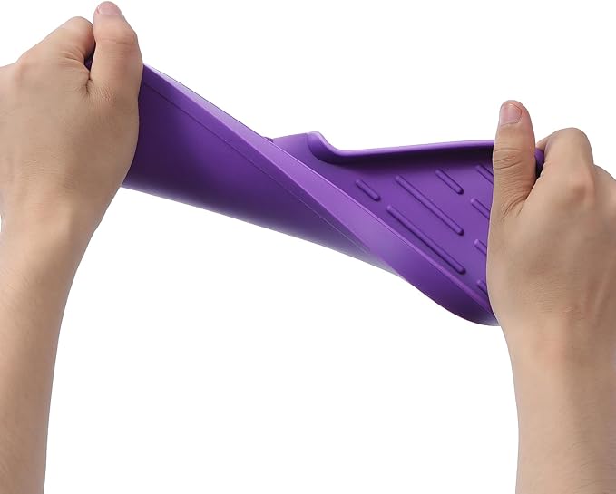 Silicone Bathroom Soap Dishes with Drain Spout-Bathroom and Kitchen Sink Organizer,Sponge Holder,Dish Soap Tray,Perfect for Dispenser,Scrubber,Bottle,Cup on Sink or Counter-Purple 12"×4"