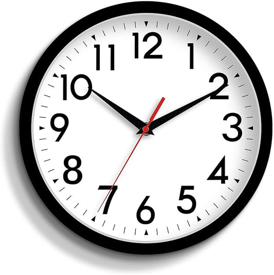 14 Inch Wall Clock, Large, Battery Operated, Silent, Non-Ticking, Analog, Decorative for Living Room, Office, Kitchen, Outdoor, Classroom, Bedroom, Bathroom, School (Black)