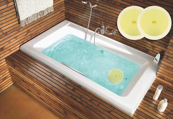 V-TOP Bathtub Drain Plug 2 Pack, 6 inches Large Silicone Tub Stopper Hair Stopper Flat Suction Cover for Kitchen Bathroom and Laundry (Yellow Transparent)