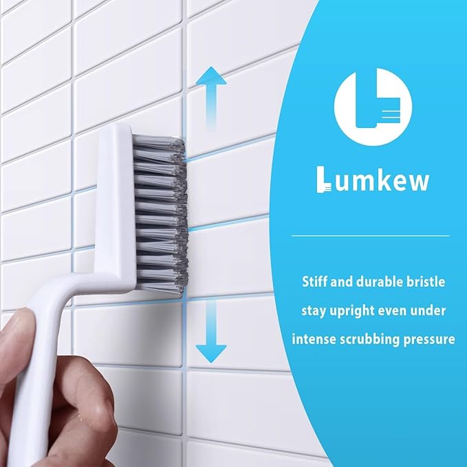 Lumkew Grout Brush Cleaning,Hard Bristle Grout Cleaner for Tile Floors,Bathroom Cleaning Brushes for Scrub Shower Tile Grout, Black, 4 Pieces