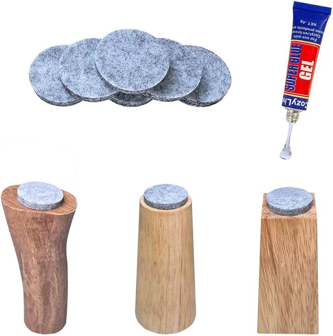 No Lost Pads! Felt Chair Leg Glides for Hard Floors – Easy Glide, Scratch Protection, Chair Feet, Not Adhesive Backing | 40mm (1.6") Round, 48 Pcs